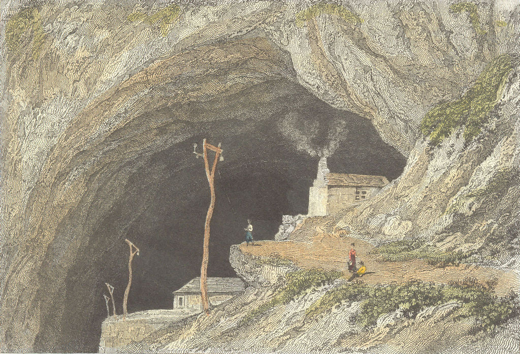 DERBYS. Entry to Peak Cavern, Derbyshire. Westall  1830 old antique print